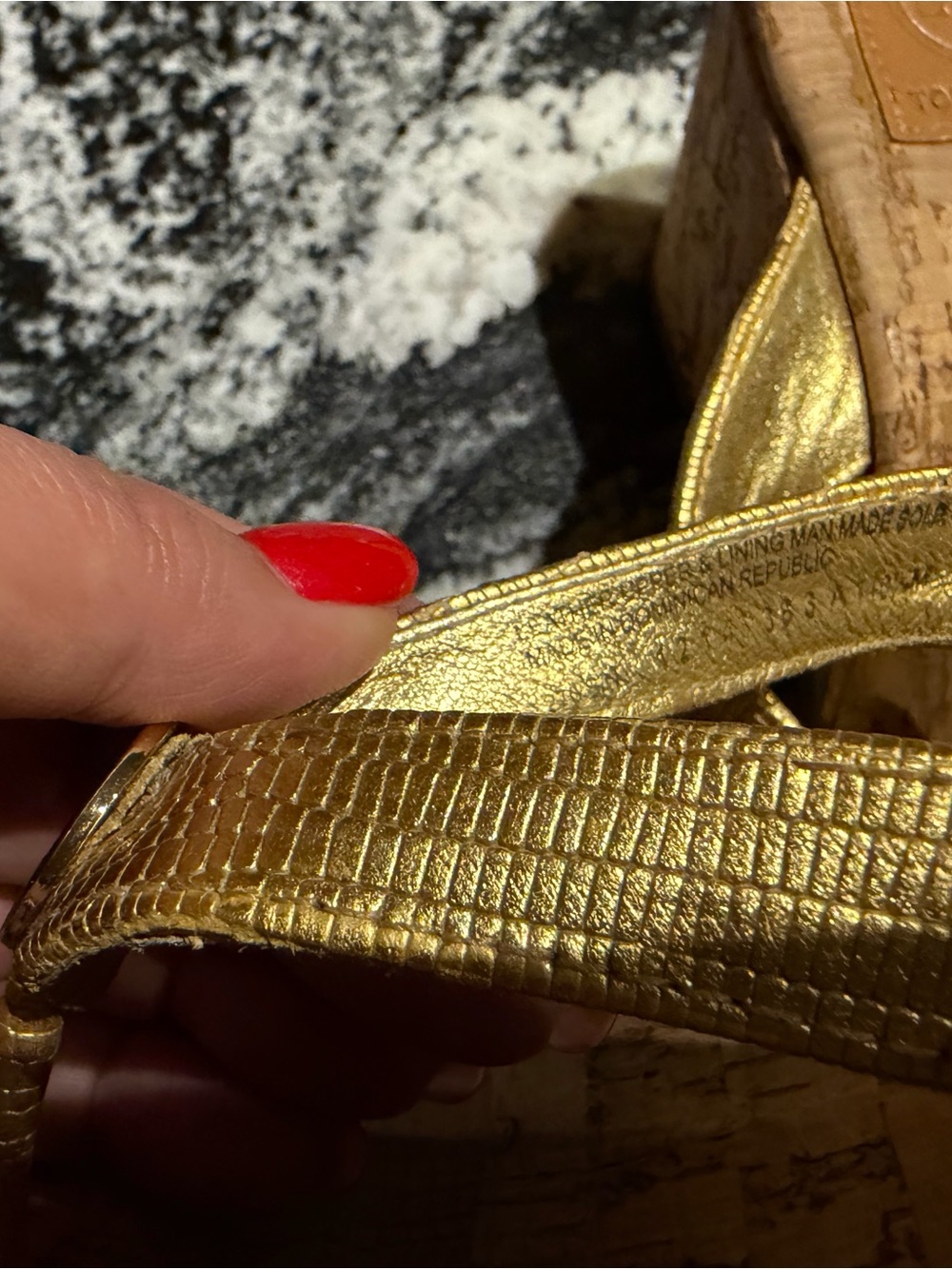 Tory Burch Gold Cork Wedge Thong Sandals - Picture 7 of 9